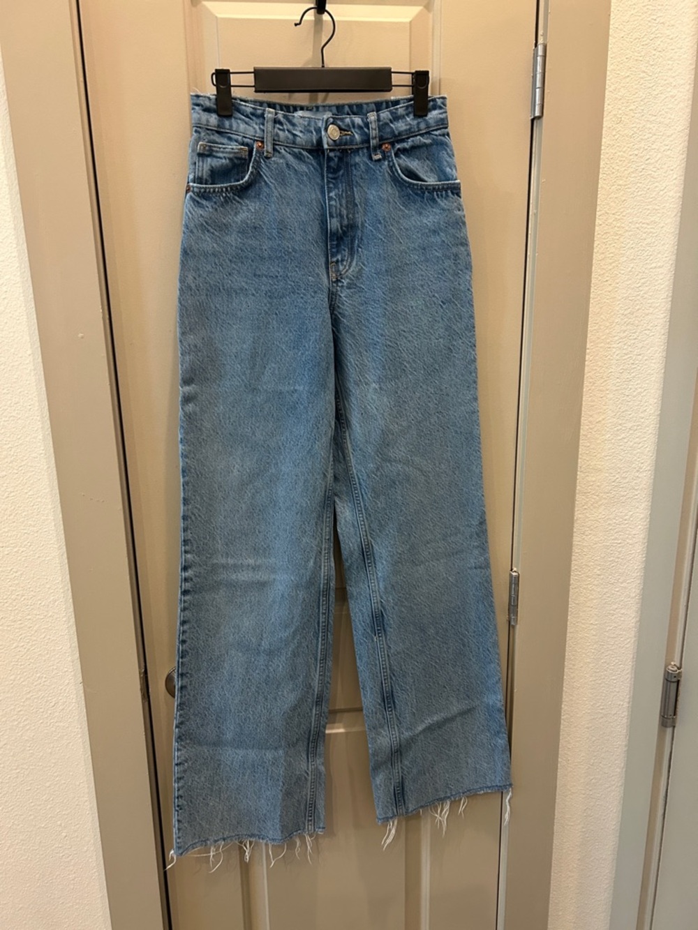 Zara Light Blue Wide Leg High-Rise Jeans